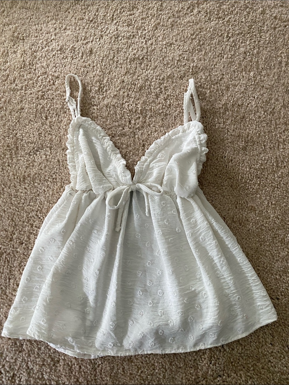 Forever 21 White Eyelet Tie-Front Tank Top